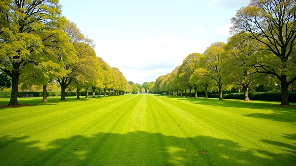 Open grassland in Phoenix Park with scattered trees and clear sky